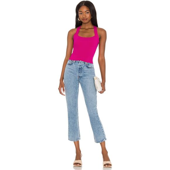 NBD Revolve Fuchsia Pink Tia Criss Cross Tie Back Ribbed Jersey Cut Out Top - Picture 10 of 10
